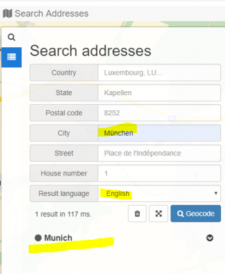 München is returned in english: Munich