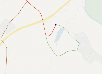 example: the red route approaches the waypoint, turns over there and therefore follows the path where it came from.<br />The green route passes the waypoint without turning. This is a part of a longer route and caused a differenfe of more than 2 kilometers.