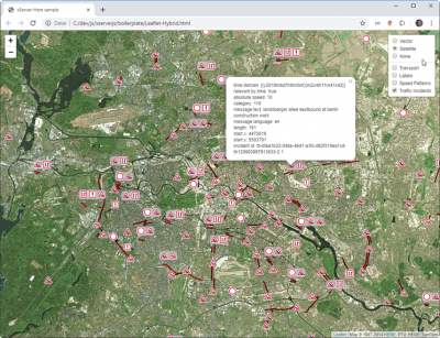 HERE Satellite images mashed up with PTV_TrafficIncidents