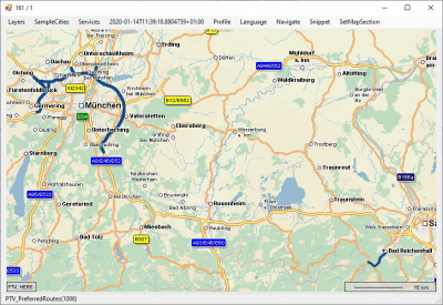 This Feature Layer contains a prioritized road network or rather routes for certain vehicle types like trucks with special loads or heavy vehicles. Preferred routes are crucial in USA and Australia but become more and more relevant in Europe. E.g. the inner city of Munich has to be detoured if not delivering directly.(ATTENTION: availabvility depends on map and provider!)