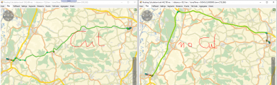 Both routings applied the same speed vector (130,90,80,50,50,40,40,40) and looked for the &quot;fastest&quot; route.<br />LEFT: no explicit maximumSpeed in the API call. Therefore an implicit &quot;cut over 80&quot; is applied due to the default profile. Therefore the detour as shown in the right image doesn't make sense.