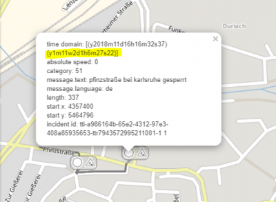 longterm traffic.PNG (90.47 KiB) Viewed 46326 times long term traffic site in Karlsruhe/Germany: started in nov2018 the project is supposed to require almost 2 years. In such a case we can handle this properly, even including the time dependency: by requesting a route in 2021 the segments will be open. For now they are closed. So it depenmds on the data.