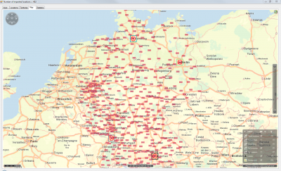 Input data: the 402 customers and the 4 existing subsidaries