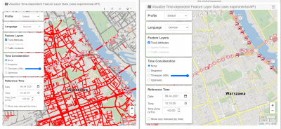 left: xServer Internet with default settings for PTV_TruckAttributes<br />right: my local version with the transparent lines