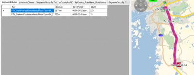 Sample route considers PTV_PreferredRoutes. I aggregated the segments via segment.segmentAttributes. As you can see almost the whole route is based on BK1, the rest is BK_2.