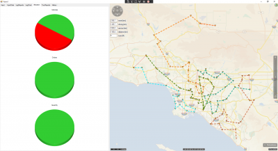 Usually the number of tours is supposed to be minimized, even if this leads to additional distance contributions. By comparing the KPIs with the other results you can recognize the impact of that scenario. Here we produce a total distance of 1100 km which are based on 5 different tours (which means we utilize only 50% of the trucks). Keeping the number of tours as small as possible is a quite usual case.