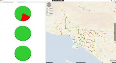 With this setting the target function is now to minimize the KPIs such as distance and travel period. By utilizing 8 instead of 5 vehicles the overall distance is reduced from 1100km to just 925 km.