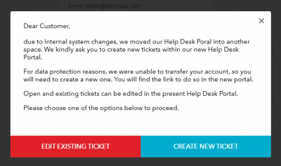 Notification at the old helpdesk portal. Your content is safe.