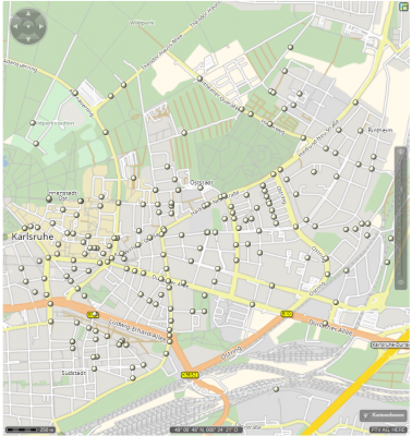 about 200 positions in the eastern part of Karlsruhe