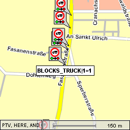 TRUCK RESTRICTION in one direction (start to end)