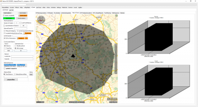 The first output: the API tells you the position of this center of gravity. It is not just located in the geographic center of all the customers but a bit left because the customers are more dense in the west.