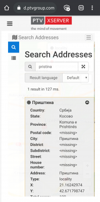 Pristina geocoded via xLocate2