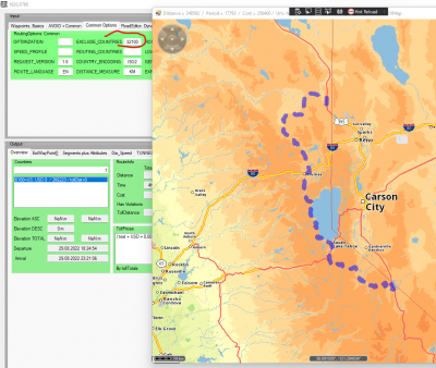 Now this one excludes Nevada (=32100) from the route.