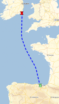 SCreenshot taken froim the 2022.2H / HERE map. There's ferry connection which is used if the ferry malus aka boatPenalty is set to a &quot;magnetic&quot; value (in my sample -20 was sufficient).