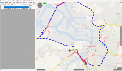 green route: Vehicle with TunnelCode=E<br />blue route: vehicle with TunnelCode=D<br />southern pink segments: 4km tunnel segments with codeD