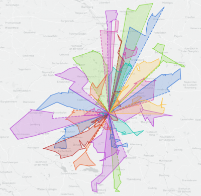 Polygon visualization as it is used in PTV Optiflow