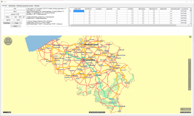 Screenshot of a testclient with a route through Belgium. Date is 1.4.2016