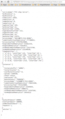 Sample call via JSON (xMap)<br />http://127.0.0.1:50010/xmap/pages/moduleCommand.jsp?status=json