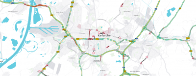Roads in green/orange: historical speed patterns.<br />Traffic sign icons: tomtom hd traffic incidents