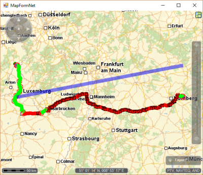 The routing polygon performs a detour around the critical line.