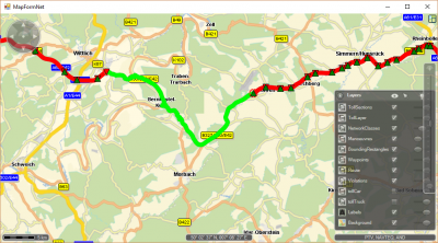 xRouteTollMAP.PNG (499.06 KiB) Viewed 19719 times - green triangle: toll section starts<br />- red triangle: toll section ends<br />- red / green line: segment attributes have toll or not<br />Attention: some info is based on the segment attributes (not on the vehicle and the concrete routing!): hasTollCar, hasTollTruck, TollLayer.<br />Other info is based on the vehicle (and therefore the concrete routing!): sections.