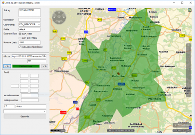 Isochrone based on 14:00