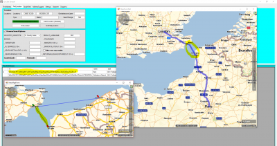 xLocate provides the ID of the connection (left map and grid). xRoute is then able to consider it as a Waypoint (right map).