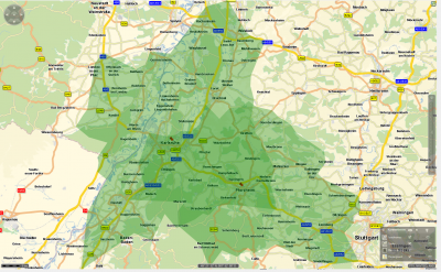 isochrones1800.PNG (1.61 MiB) Viewed 17184 times Two 30min isochrones, checking for 1 hour. <br />Any point outside both isochrones will not be a candidate for the given task.<br />Any point inside both isochrones is reacheable within 60 minutes.<br />Attention: doesn't guarantee anything for points inside exactly one isochrone.