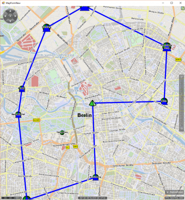 In this example I gave the vehicle some more time so it was possible to perform the detour. The medium prio order is schedulde and both low prio order are sacrificed.