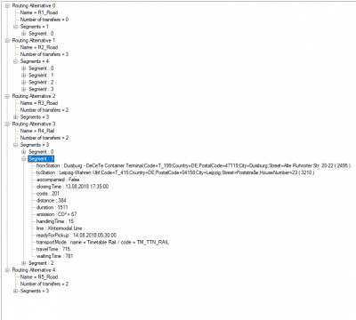 Intermodal.Treeview.png (32.25 KiB) Viewed 49569 times and for some of the segments I get shortscuts of how to get from one hop to another one... those sections can use various transport modes such as street, rail, ferry... even considering the timetables (if configured and properly feed)