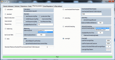 The conditions of the parameters within the testclient