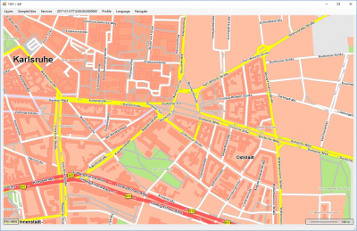 City of Karlsruhe<br />west: detailed info of inner city is available<br />east: regular data